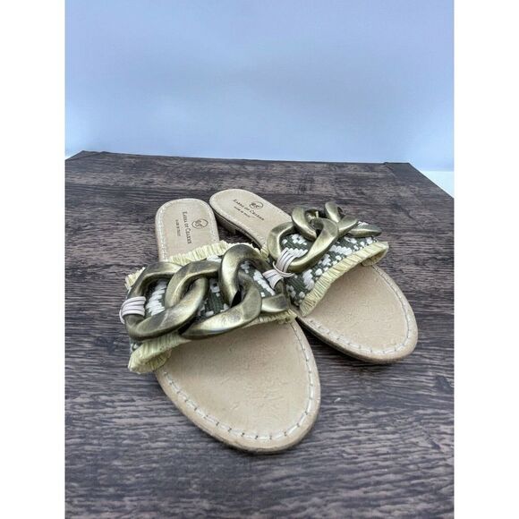 Karma Of Charme Magical C-ETNO Green 38 / 8 Buckle Fringe Slip On Sandals Flats - Picture 4 of 10